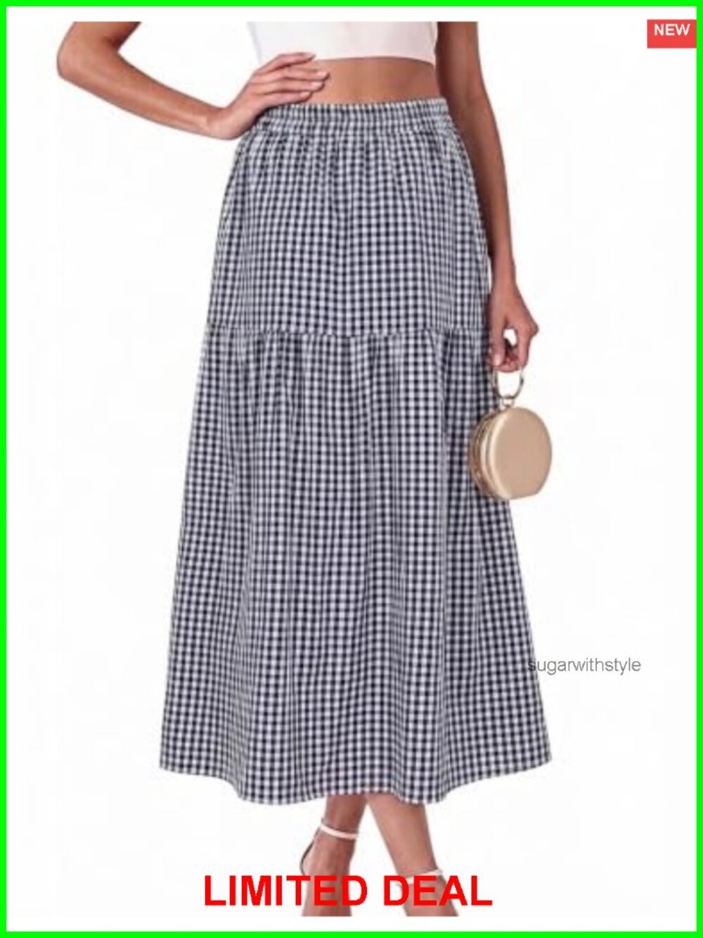 Womens Plaid Gingham Maxi Skirt with Pockets High Waisted Long Flowy A-Line